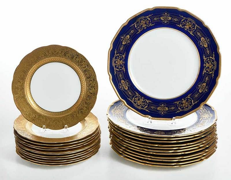 Appraisal: Cobalt and Gilt Dinner and Dessert Plates British th century