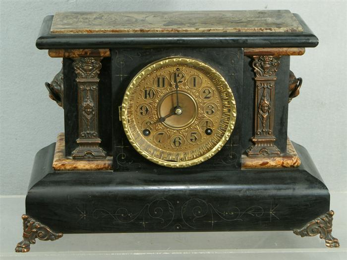 Appraisal: Seth Thomas Adamatine finished wood mantel clock bronze finished metal