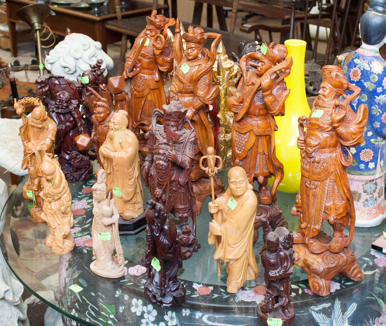 Appraisal: Assorted carved wood oriental figures