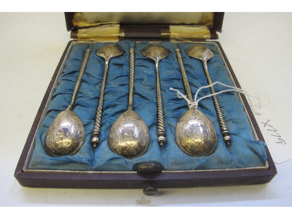 Appraisal: A cased set of six Russian silver spoons marks for