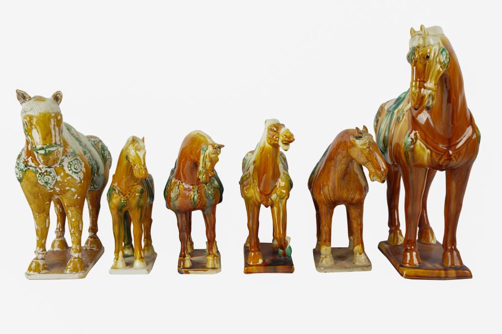 Appraisal: COLLECTION OF TANG STYLE POTTERY HORSEScomprising six in various sizes