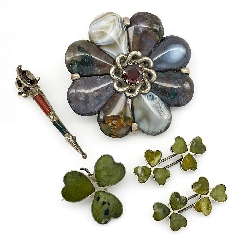 Appraisal: Victorian Scottish agate and sterling silver lot Victorian Scottish agate