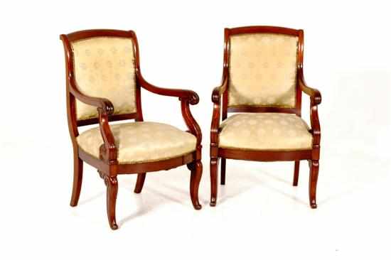 Appraisal: Pair Charles X fauteuils en cabriolet circa arched crestrail and