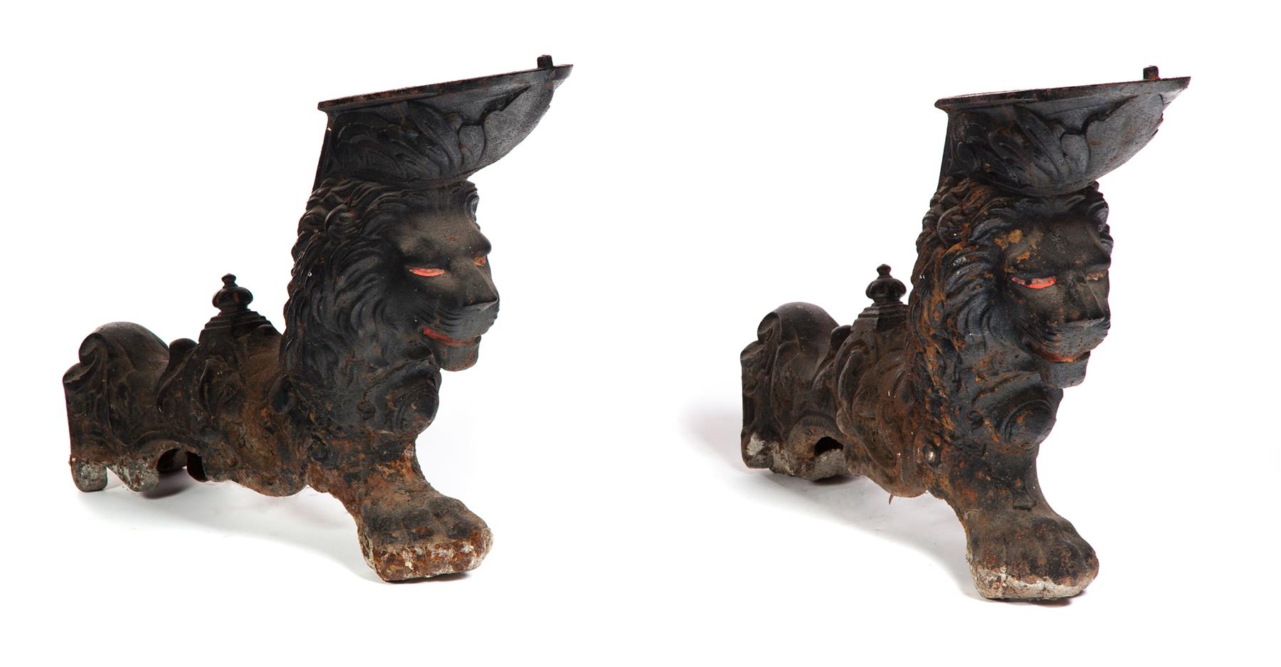 Appraisal: PAIR OF AMERICAN FIGURAL BILLIARD TABLE LEGS Late th century