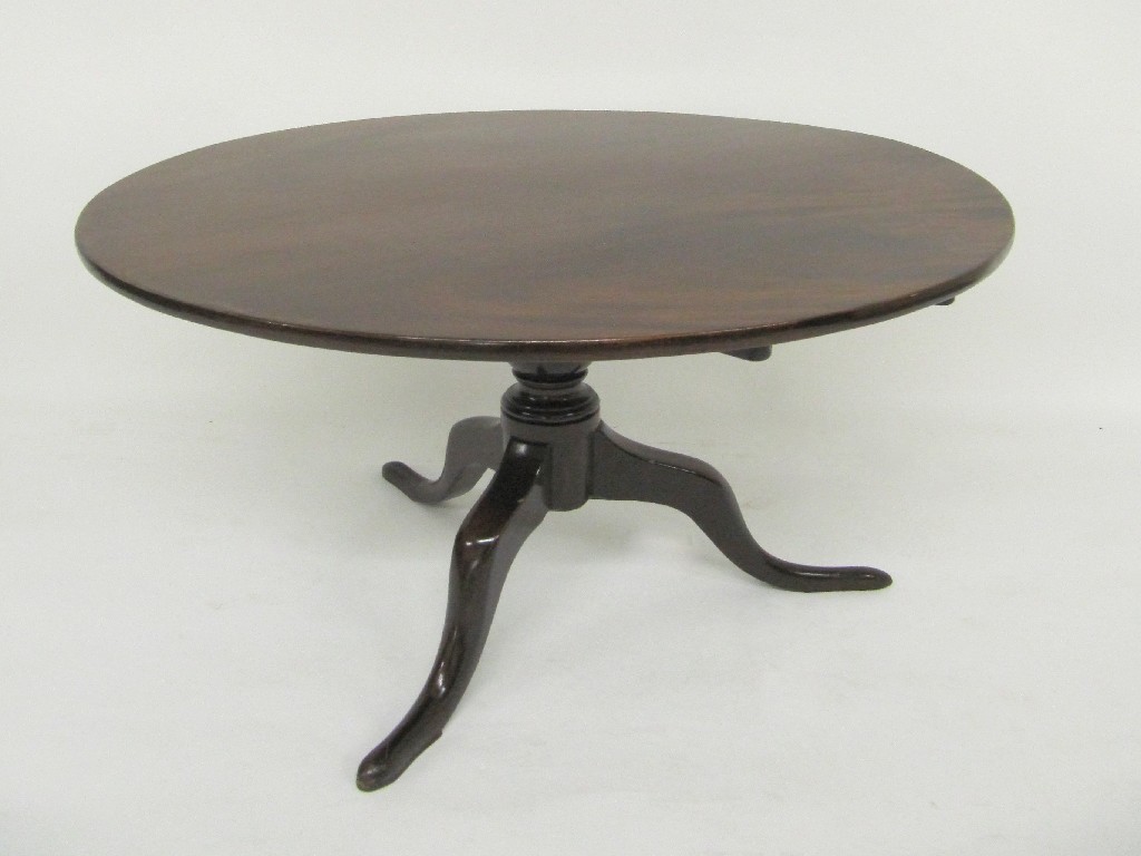 Appraisal: A th Century mahogany circular snap top table raised on