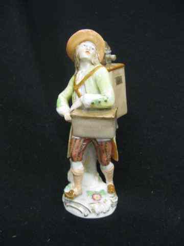 Appraisal: Meissen Porcelain Figurine of a Musicianwith organ grinder crossed swords