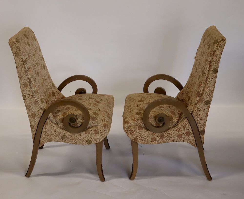 Appraisal: Pair Of Neoclassical Style Upholstered Chairs A great looking pair