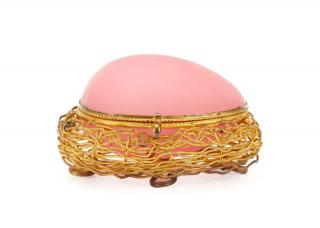 Appraisal: Palais Royal Nested Opaline Glass Egg Casket Palais Royal circa