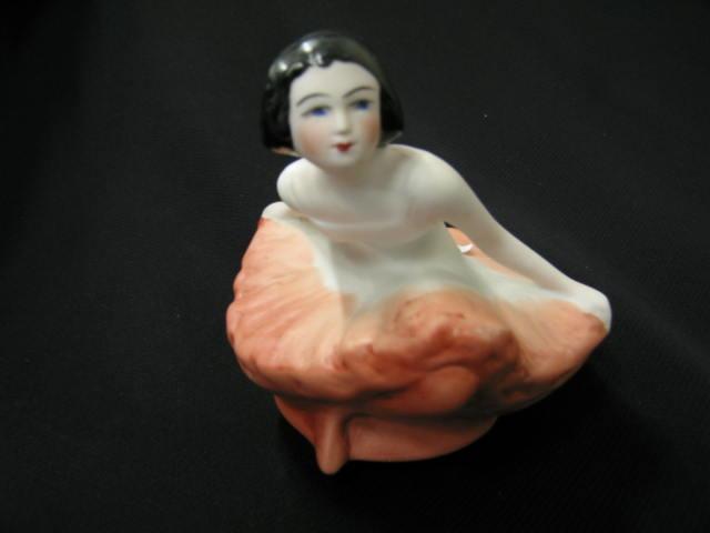 Appraisal: Fulper Art Deco Figural Pottery Lady orange dress tall excellent