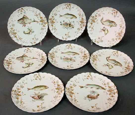 Appraisal: Set of eight Austrian fish plates dia