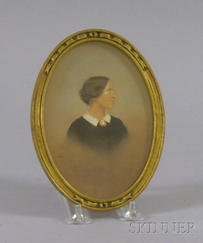 Appraisal: American School th Century Portrait Miniature of a Woman Unsigned