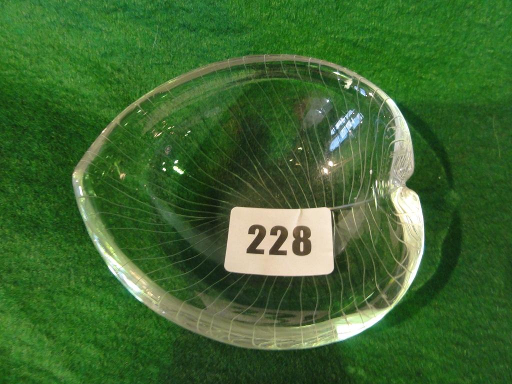 Appraisal: A small clear glass dish with etched design in the