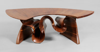 Appraisal: Modern Walnut Coffee Table Peter Michael Adams American th century