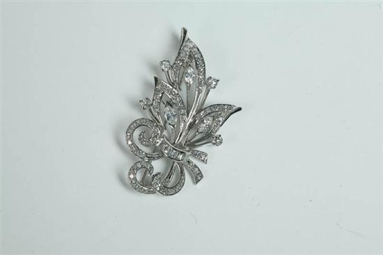 Appraisal: DIAMOND BROOCH Whimsical spray of diamonds includes marquise single cut