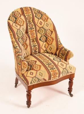 Appraisal: An early Victorian mahogany framed armchair the arched buttoned back