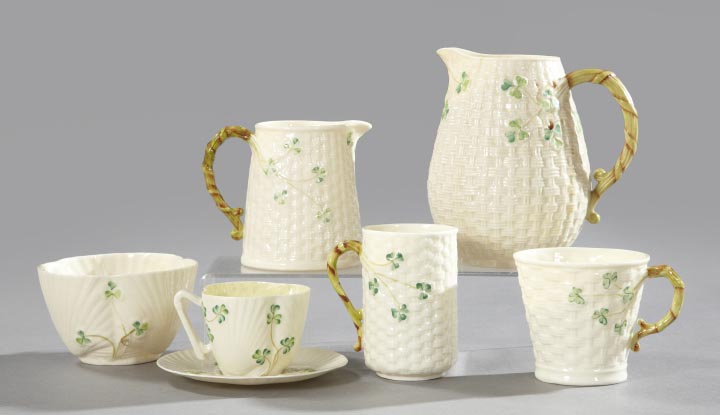 Appraisal: Seven-Piece Collection of Belleek Porcelain comprised of a Shamrock Tea