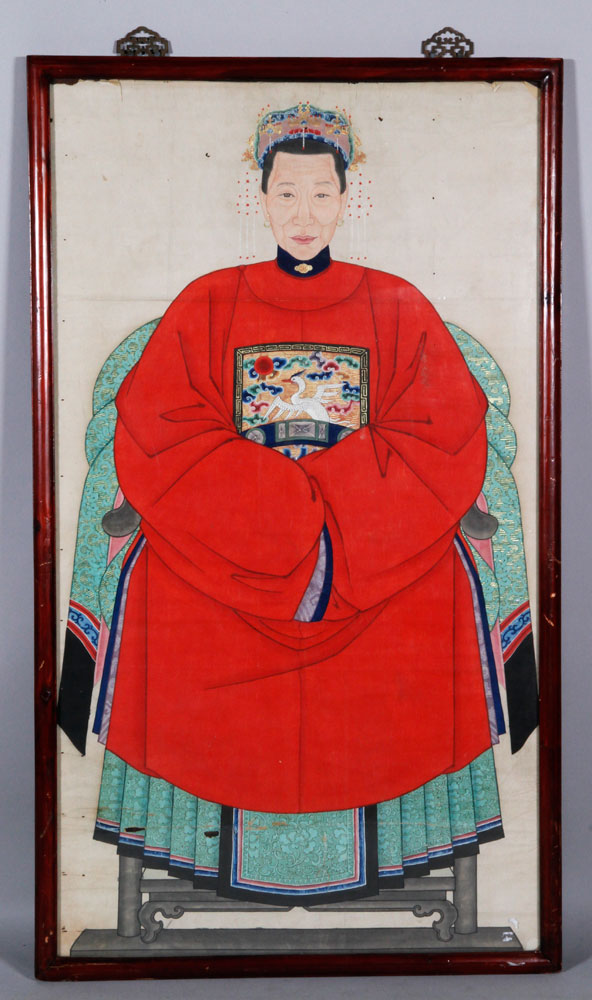 Appraisal: - Chinese Ancestral Portrait W C Ancestral portrait China watercolor