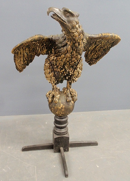 Appraisal: - Large finely carved wood folk art spread-winged eagle early