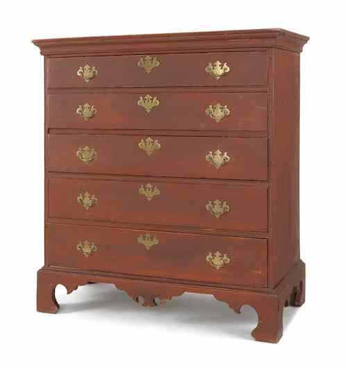 Appraisal: New England Queen Anne maple chest of drawers ca with