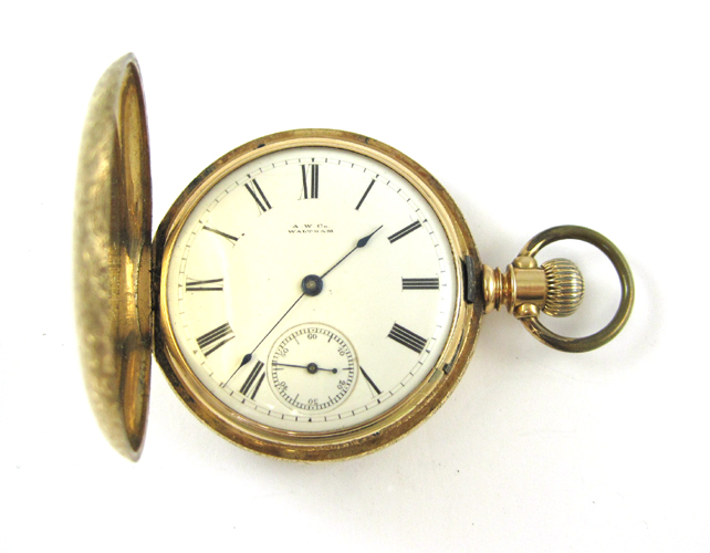 Appraisal: FOURTEEN KARAT GOLD HUNTER CASE POCKET WATCH American Waltham Watch