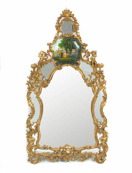 Appraisal: A Venetian style gilt and paint decorated mirror height ft