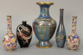 Appraisal: Five cloisonne vases including a pair of small bottle form