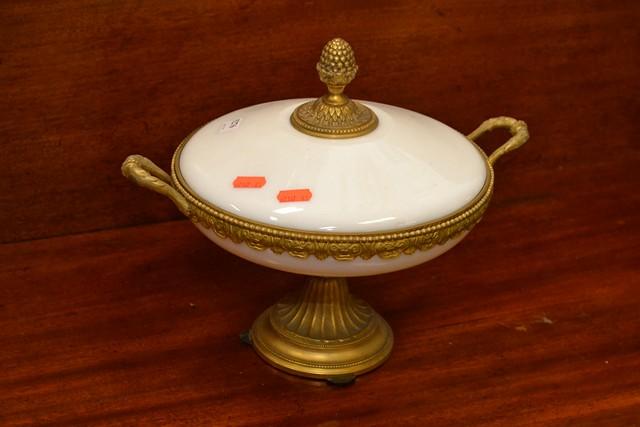 Appraisal: GILT METAL MOUNTED TAZZA WITH COVER