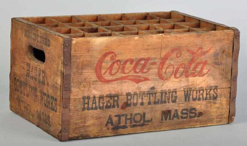 Appraisal: Wooden Coca-Cola Crate Description Circa to From Hager Bottling Works