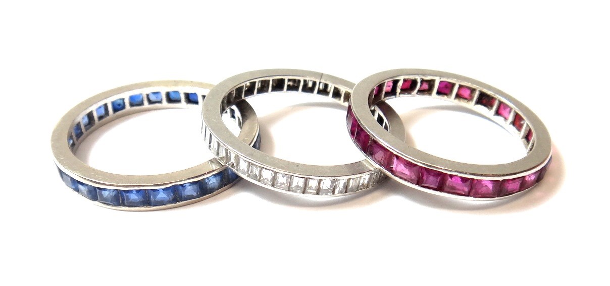 Appraisal: A baguette diamond set full eternity ring ring size P