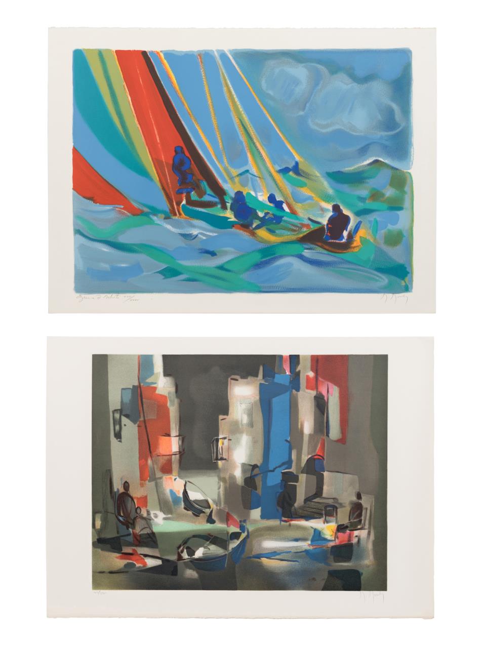 Appraisal: TWO M MOULY BOATING LITHOGRAPHS Two Marcel Mouly France -