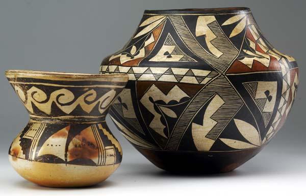 Appraisal: NATIVE AMERICAN SOUTHWEST Two vessels Acoma olla ca with Hopi