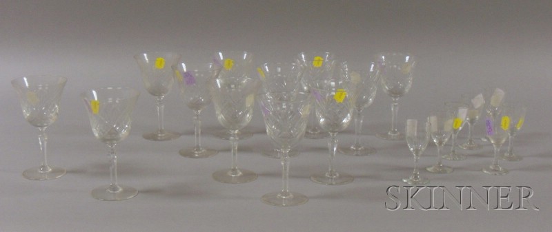 Appraisal: Set of Twelve Bayel Colorless Glass Wine Stems and a