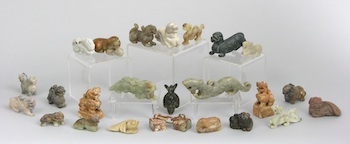 Appraisal: A Collection of Carved Stone Chinese Figurines Containing twenty-four items