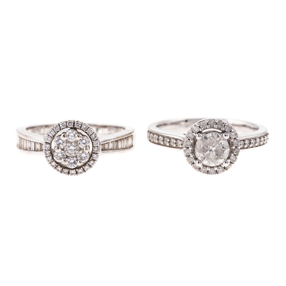 Appraisal: A Pair of Diamond Halo Rings in K K K