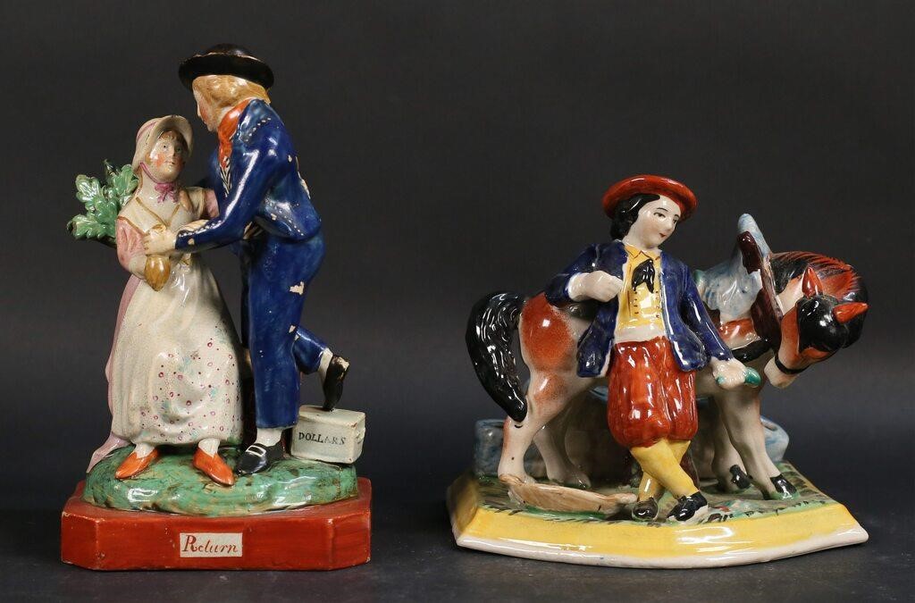 Appraisal: STAFFORDSHIRE PORCELAIN FIGURE GROUPS Staffordshire English porcelain figure groups Return