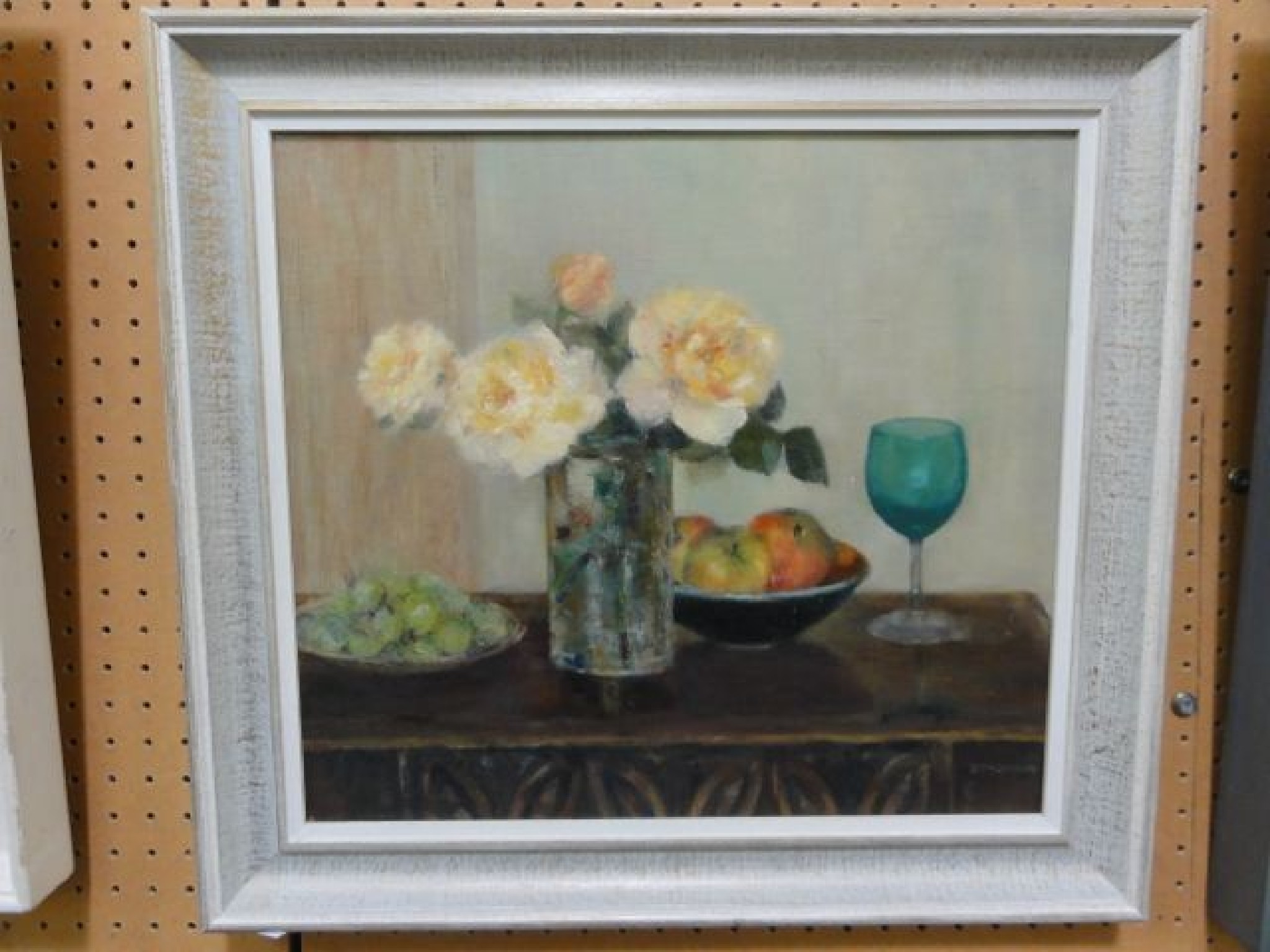 Appraisal: An oil painting on board still life with vase of