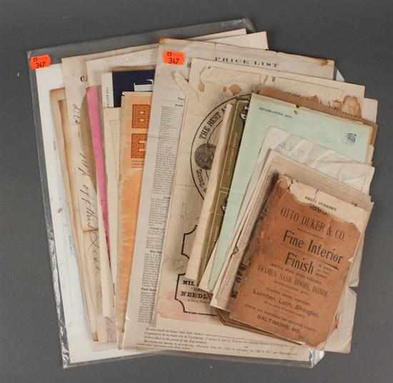 Appraisal: Ephemera Assortment of printed circulars advertisements catalogues etc of various