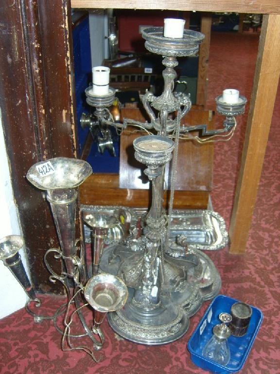 Appraisal: A substantial th century silver plated table centre in the