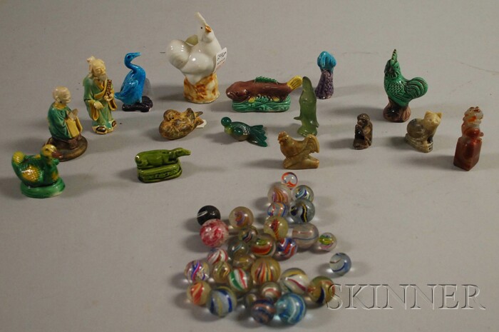 Appraisal: Thirty Glass Marbles and Sixteen Small Mostly Asian Ceramic and