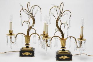 Appraisal: Hollywood Regency Gilt Brass Brilliants Lamps Mid-Century Hollywood Regency vintage