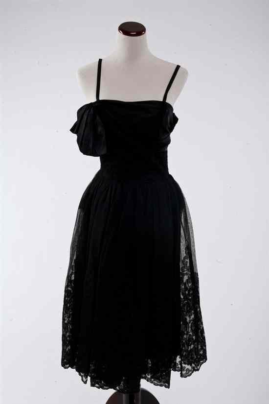 Appraisal: VINTAGE MAINBOCHER BLACK COCKTAIL DRESS Lace overlay with silk detailing