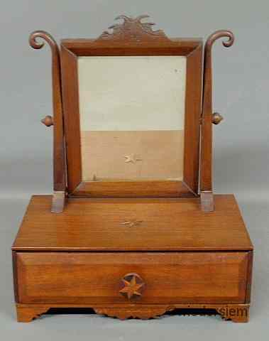 Appraisal: Unusual walnut shaving stand with a carved crest and carved