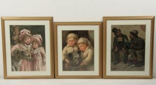 Appraisal: GROUP OF FRAMED CHROMO LITHOGRAPHS GROUP OF WELL GOLD FRAMED