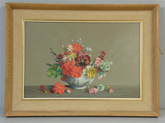 Appraisal: Lawrence Biddle still-life of flowers oil on board signed h