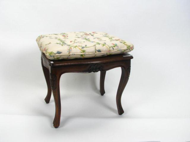 Appraisal: Country French Foot Stool With Cane Top pillow upholstery ''