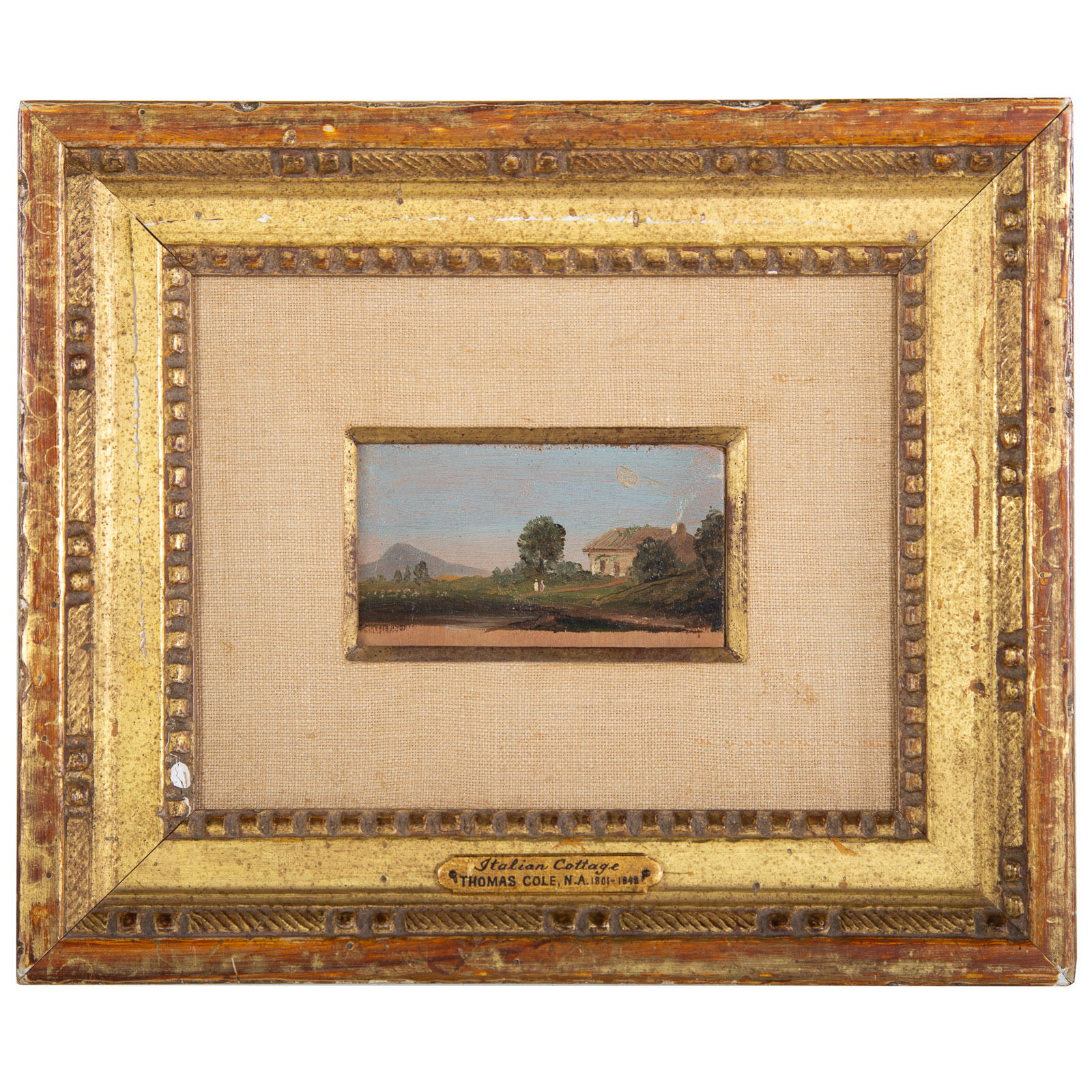 Appraisal: THOMAS COLE ITALIAN COTTAGE DIMINUTIVE OIL American - Oil on