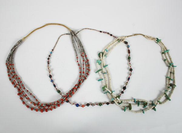 Appraisal: Lot of three Native American beaded and multi-strand necklaces featuring