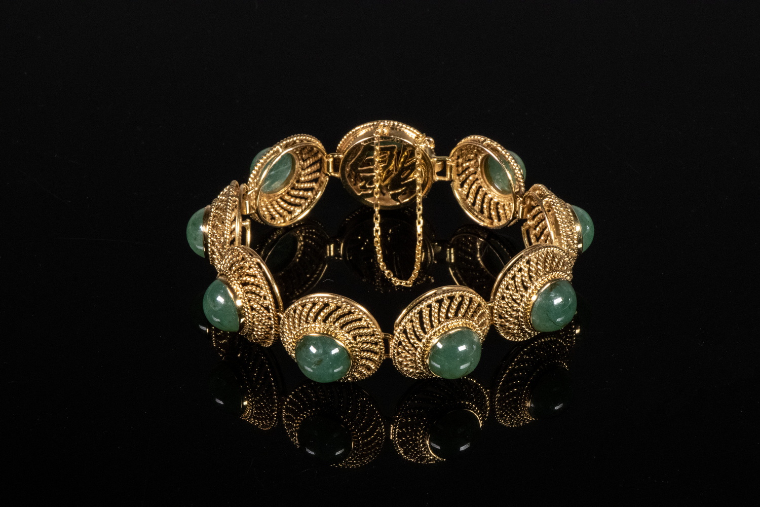 Appraisal: K GOLD JADEITE BRACELET RING Piece Chinese Jewelry Suite with