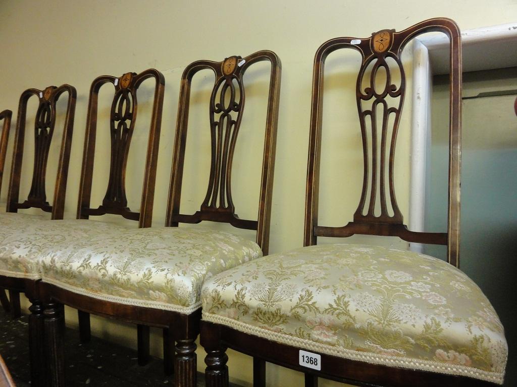 Appraisal: A set of four Edwardian high back dining chairs with