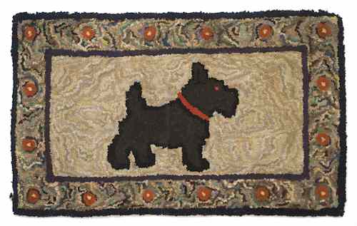 Appraisal: American hooked rug early th c with a scottie dog